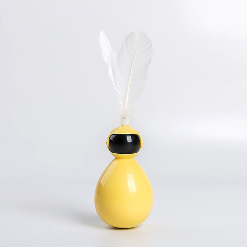KFX-0235197 Funny Cat Tumbler Toy - Interactive ABS Design with Feather Replacements in Multiple Colors