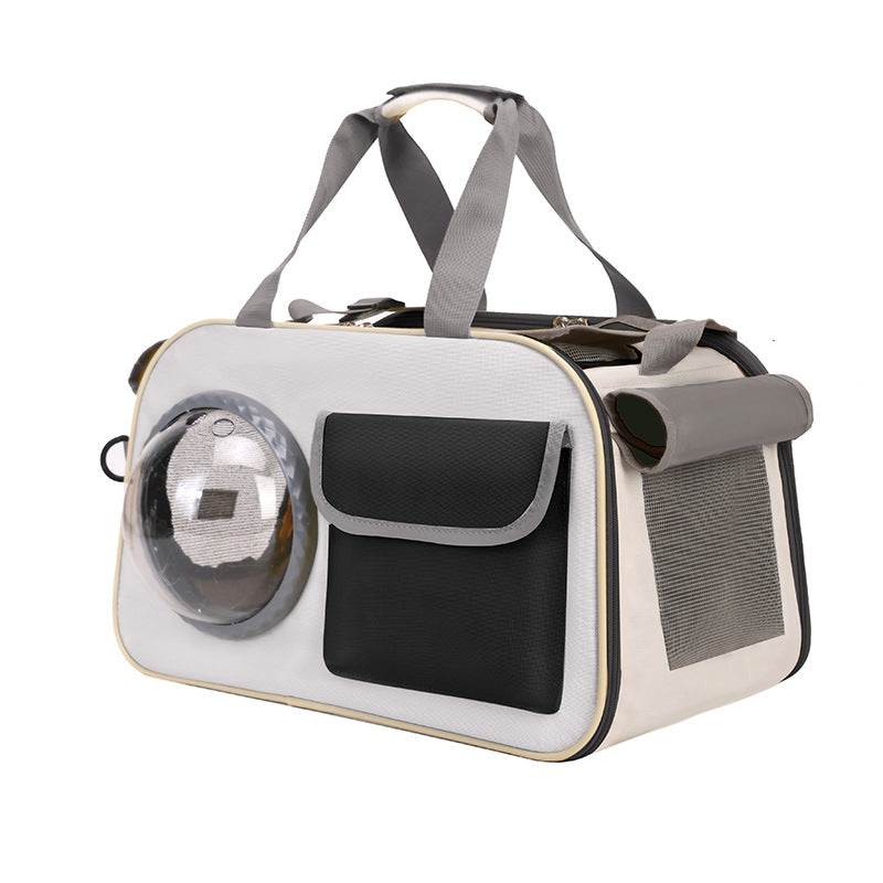 KFX-0236605 Portable Pet Backpack for Cats - Medium Soft Nylon Space Capsule Design, Available in Green, Yellow, Black