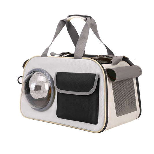 KFX-0236605 Portable Pet Backpack for Cats - Medium Soft Nylon Space Capsule Design, Available in Green, Yellow, Black