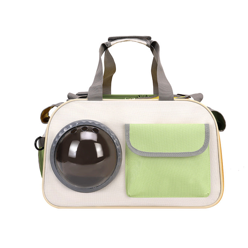 KFX-0236605 Portable Pet Backpack for Cats - Medium Soft Nylon Space Capsule Design, Available in Green, Yellow, Black
