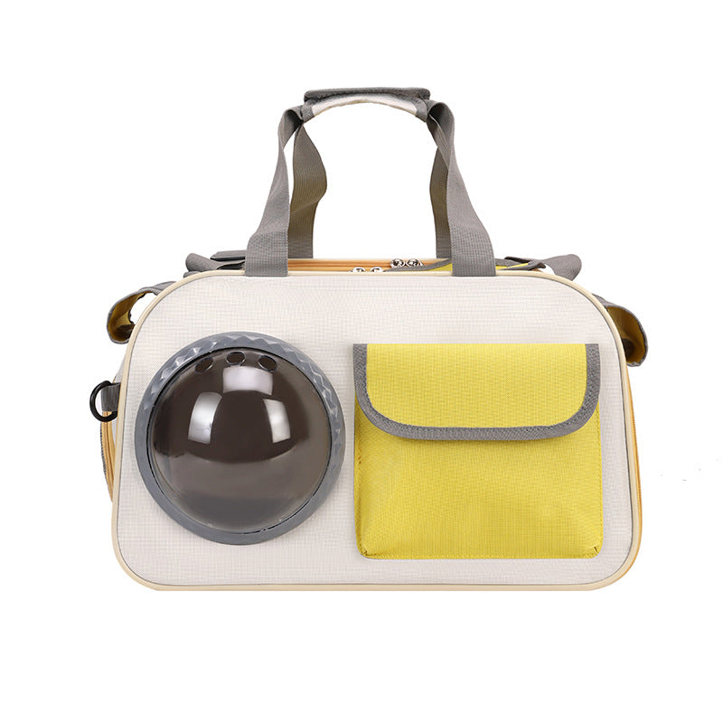 KFX-0236605 Portable Pet Backpack for Cats - Medium Soft Nylon Space Capsule Design, Available in Green, Yellow, Black