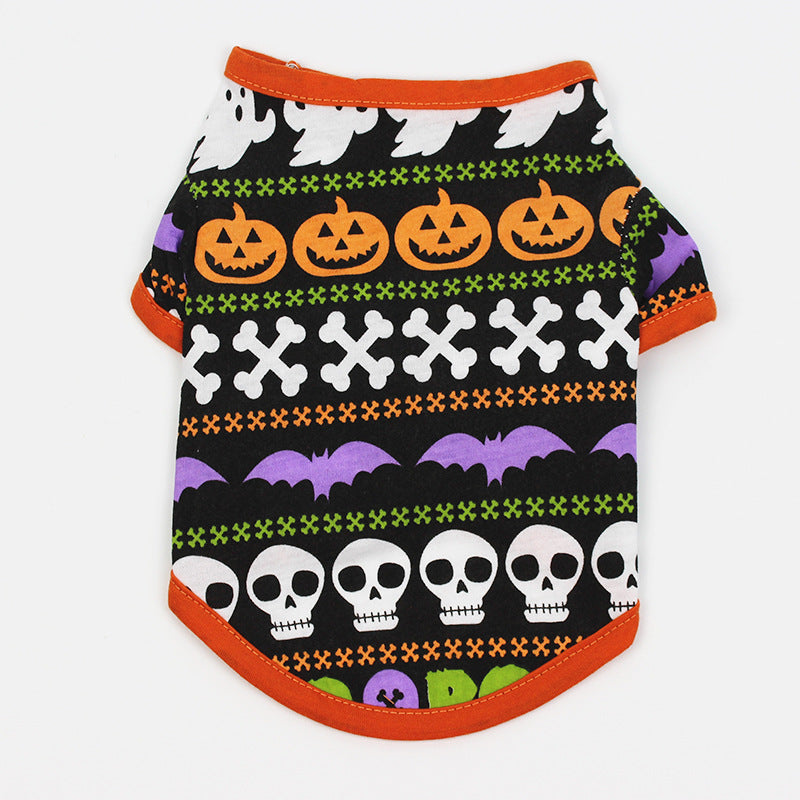 KFX-0238525 Colorful Cartoon Print Dog T-Shirts for Spring and Summer - Fun Pet Costumes Available