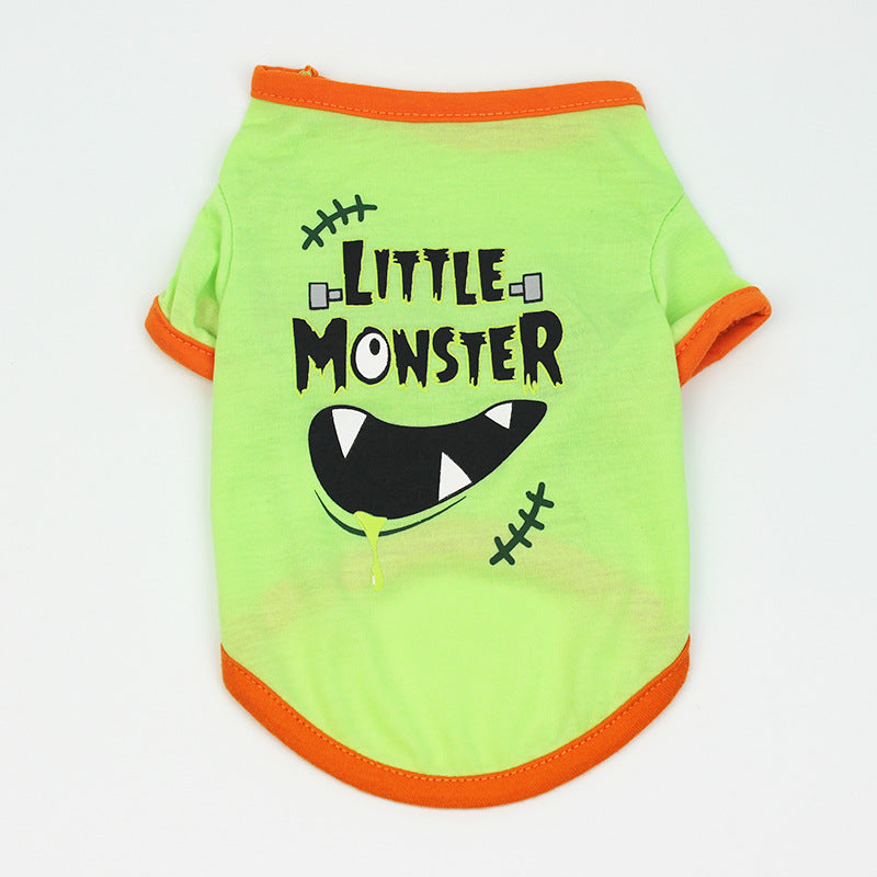 KFX-0238525 Colorful Cartoon Print Dog T-Shirts for Spring and Summer - Fun Pet Costumes Available