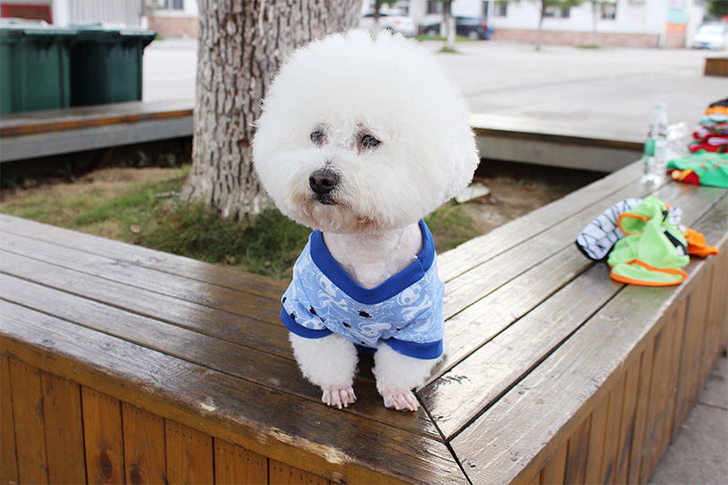 KFX-0238525 Colorful Cartoon Print Dog T-Shirts for Spring and Summer - Fun Pet Costumes Available