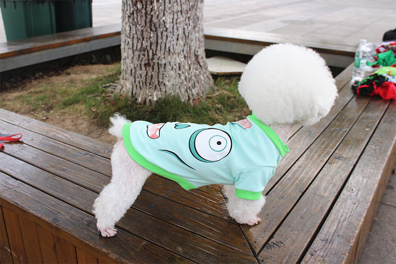 KFX-0238525 Colorful Cartoon Print Dog T-Shirts for Spring and Summer - Fun Pet Costumes Available