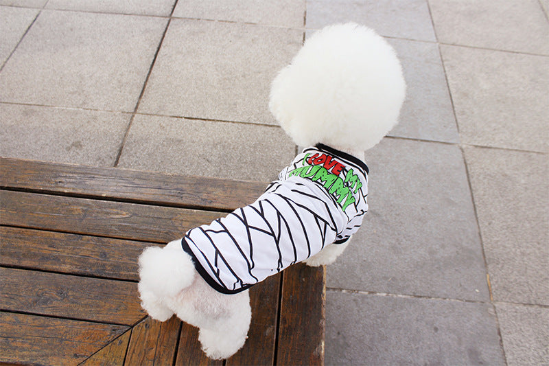 KFX-0238525 Colorful Cartoon Print Dog T-Shirts for Spring and Summer - Fun Pet Costumes Available