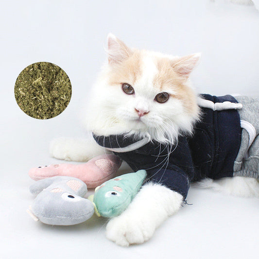KFX-0238781 Plush Cat Toy Collection: Pink Snake, Gray Dinosaur, Green Fish - Soft and Adorable Designs