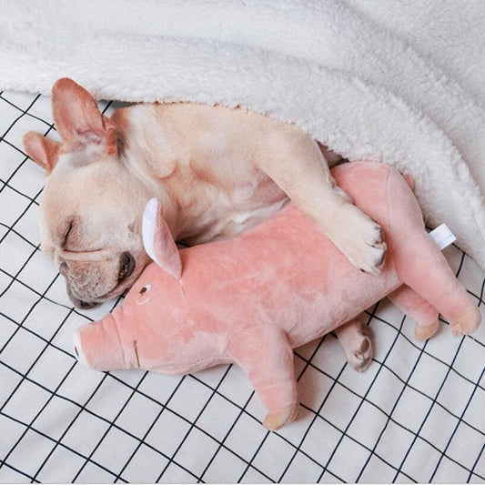 KFX-0239805 Pink Plush Pig Sleeping Companion Toy for Dogs