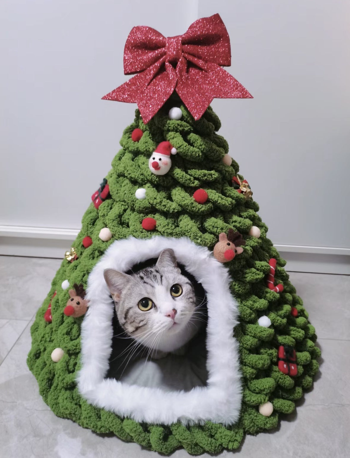 KFX-0240189 Handmade Felt Indoor Cat House - Enclosed Cone Design, 50cm Diameter, for Cats Under 12lbs