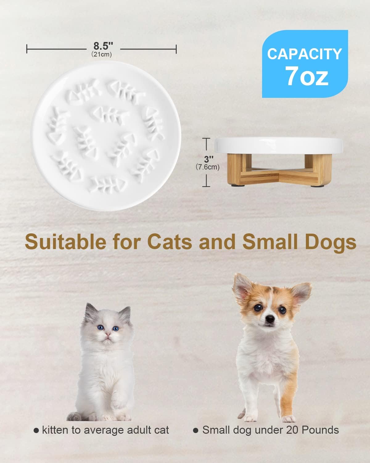 KFX-0240317 Ceramic Slow Feed Pet Bowl for Healthy Eating - Ideal for Cats and Small Dogs