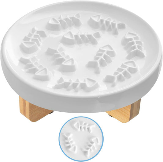 KFX-0240317 Ceramic Slow Feed Pet Bowl for Healthy Eating - Ideal for Cats and Small Dogs
