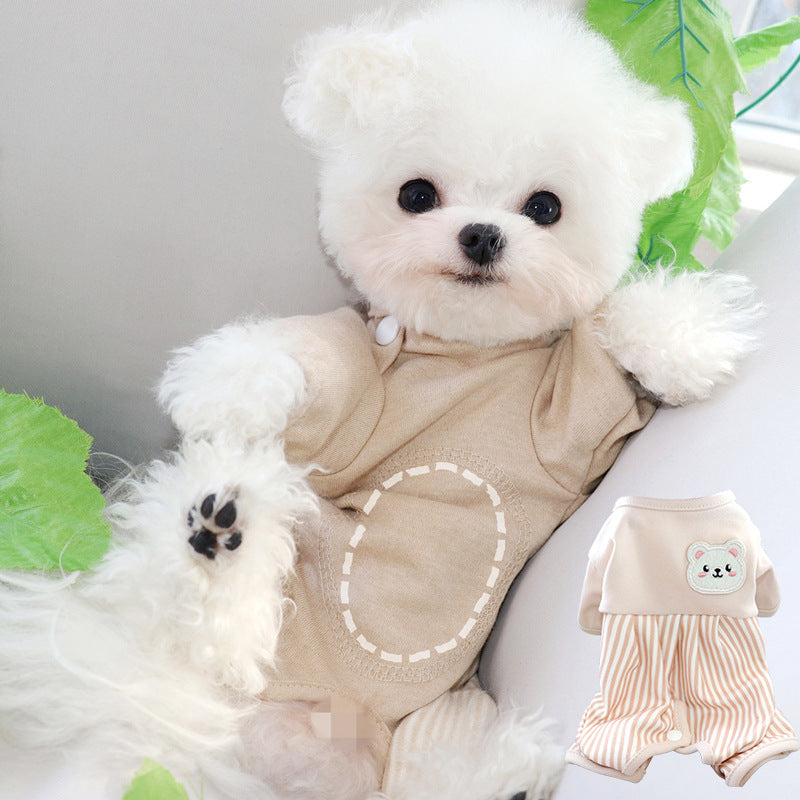 KFX-0240701 Cozy Beige Bear Coral Fleece Winter Wrap for Small Dogs