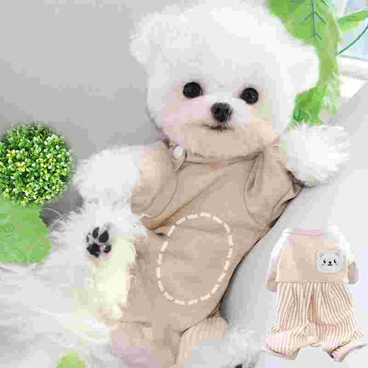 KFX-0240701 Cozy Beige Bear Coral Fleece Winter Wrap for Small Dogs