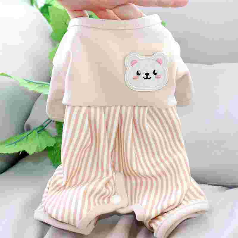 KFX-0240701 Cozy Beige Bear Coral Fleece Winter Wrap for Small Dogs