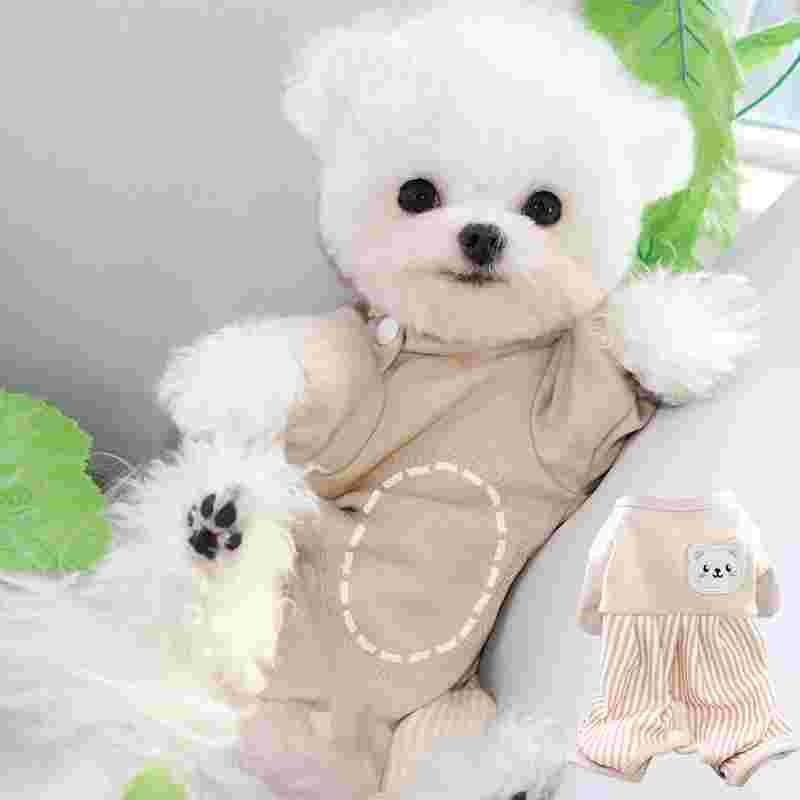 KFX-0240701 Cozy Beige Bear Coral Fleece Winter Wrap for Small Dogs