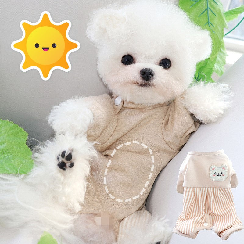 KFX-0240701 Cozy Beige Bear Coral Fleece Winter Wrap for Small Dogs