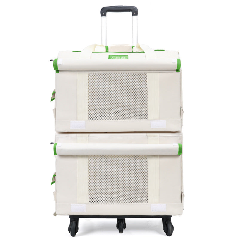 KFX-0242365 Portable Double-Deck Cat Backpack Luggage Bag in Solid Color Nylon