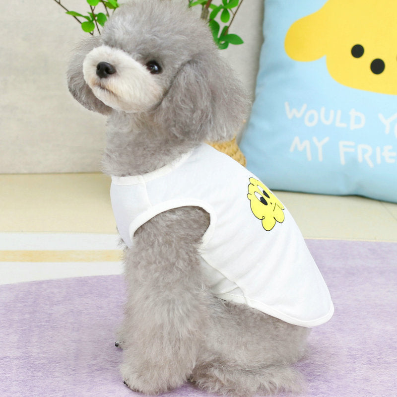 KFX-0244285 Casual Purple Vest for Small and Medium-sized Pomeranian with Teddy Laughing Cloud Design