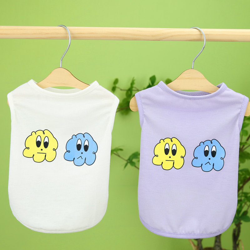KFX-0244285 Casual Purple Vest for Small and Medium-sized Pomeranian with Teddy Laughing Cloud Design