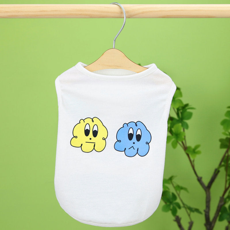 KFX-0244285 Casual Purple Vest for Small and Medium-sized Pomeranian with Teddy Laughing Cloud Design