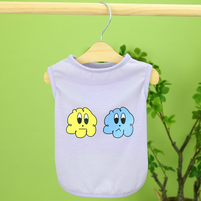 KFX-0244285 Casual Purple Vest for Small and Medium-sized Pomeranian with Teddy Laughing Cloud Design