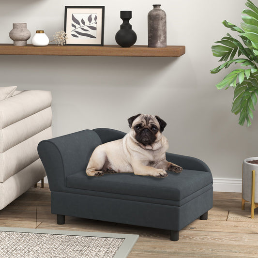 KFX-0244541 Cozy Dark Gray Pet Sofa Bed with Storage for Cats and Small Dogs