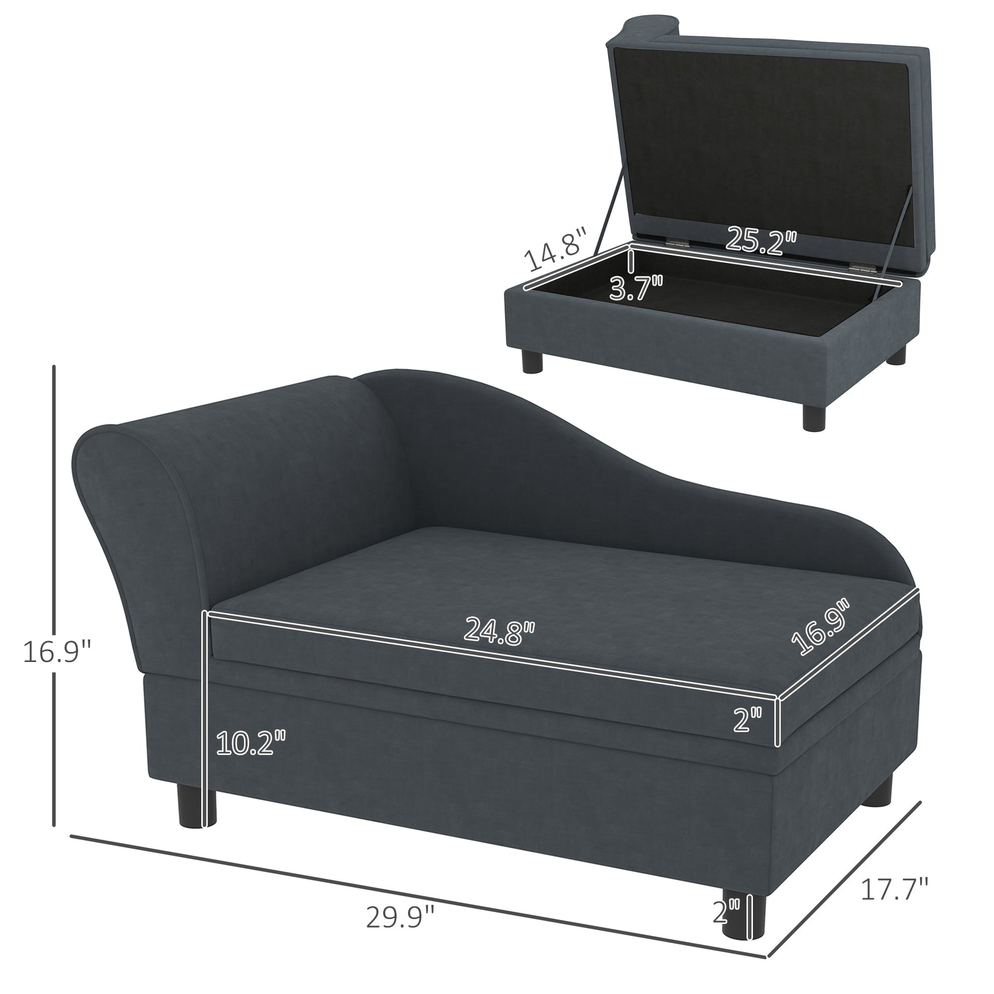 KFX-0244541 Cozy Dark Gray Pet Sofa Bed with Storage for Cats and Small Dogs