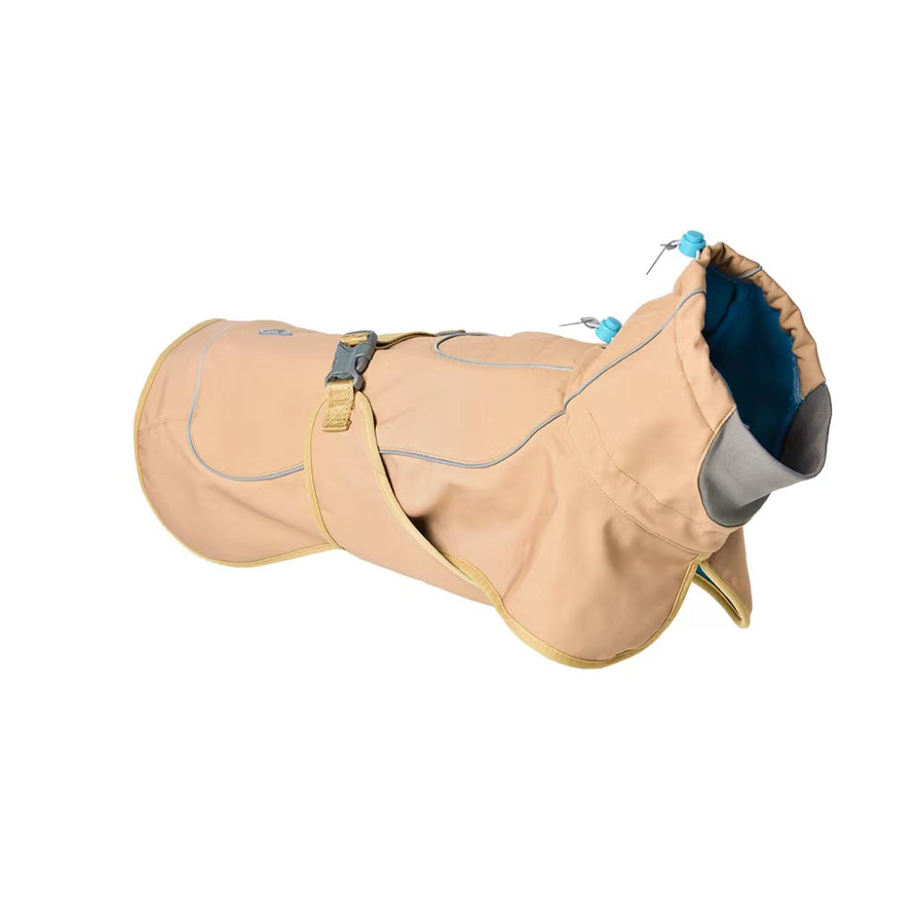 KFX-0245565 Waterproof and Windproof Soft Shell Jacket for Dogs in Basil Green and Iced Coffee Brown