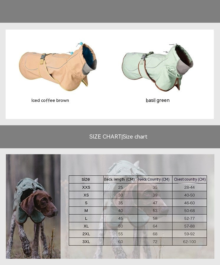 KFX-0245565 Waterproof and Windproof Soft Shell Jacket for Dogs in Basil Green and Iced Coffee Brown