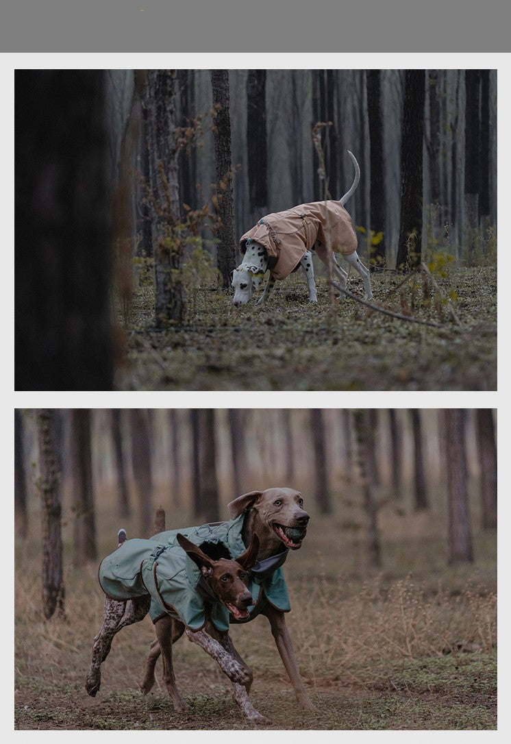 KFX-0245565 Waterproof and Windproof Soft Shell Jacket for Dogs in Basil Green and Iced Coffee Brown