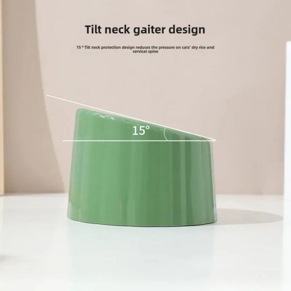 KFX-0246077 Solid Color High-Stand Anti-Slip Cat Bowl with Cactus Design for Easy Feeding