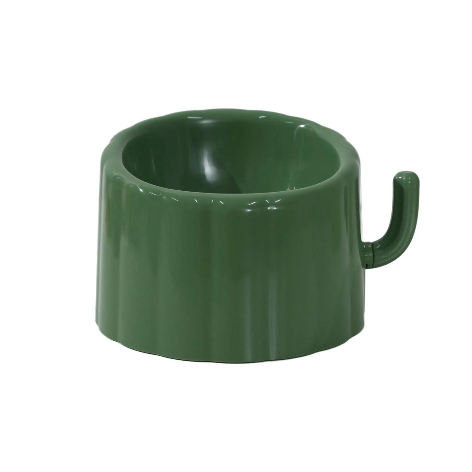 KFX-0246077 Solid Color High-Stand Anti-Slip Cat Bowl with Cactus Design for Easy Feeding