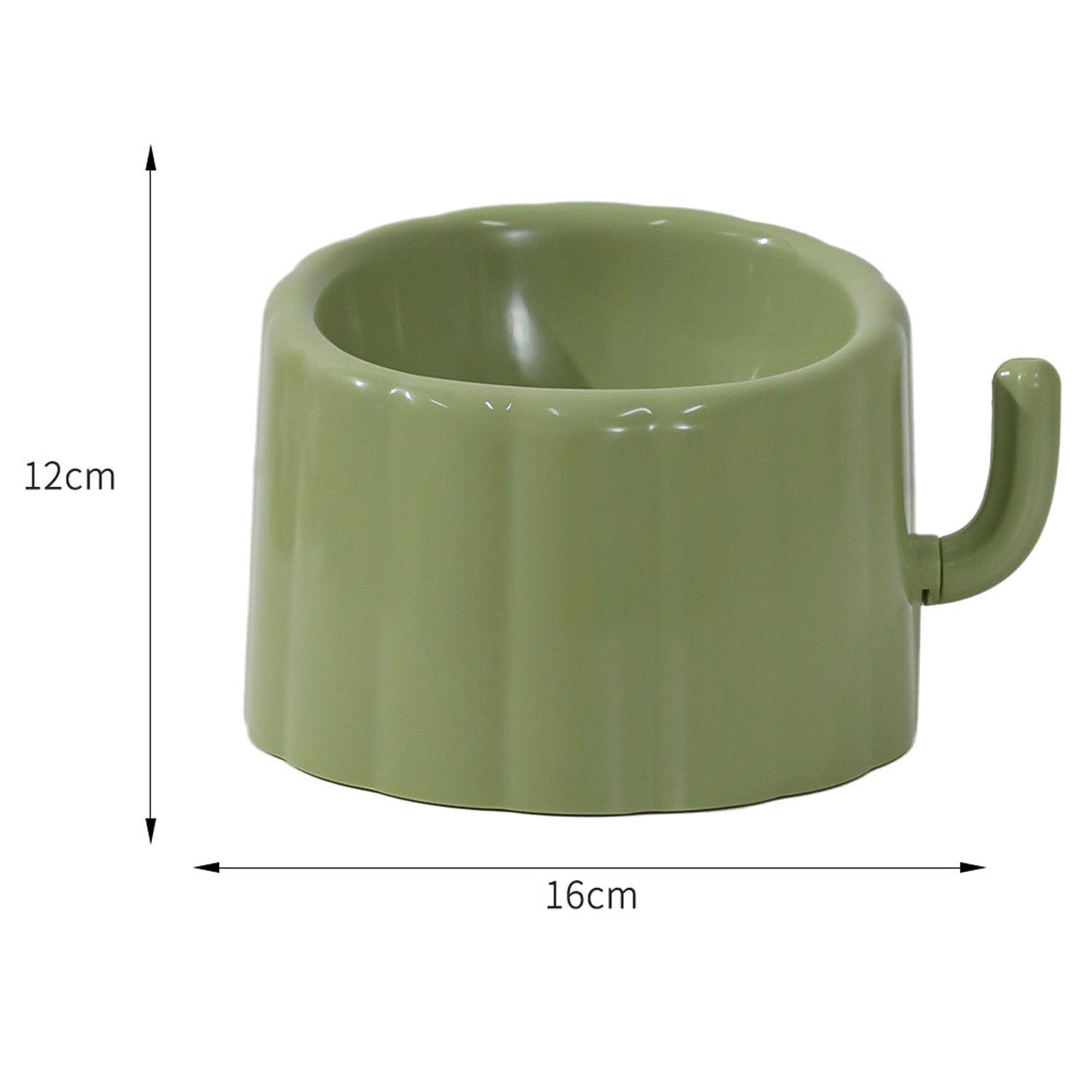 KFX-0246077 Solid Color High-Stand Anti-Slip Cat Bowl with Cactus Design for Easy Feeding