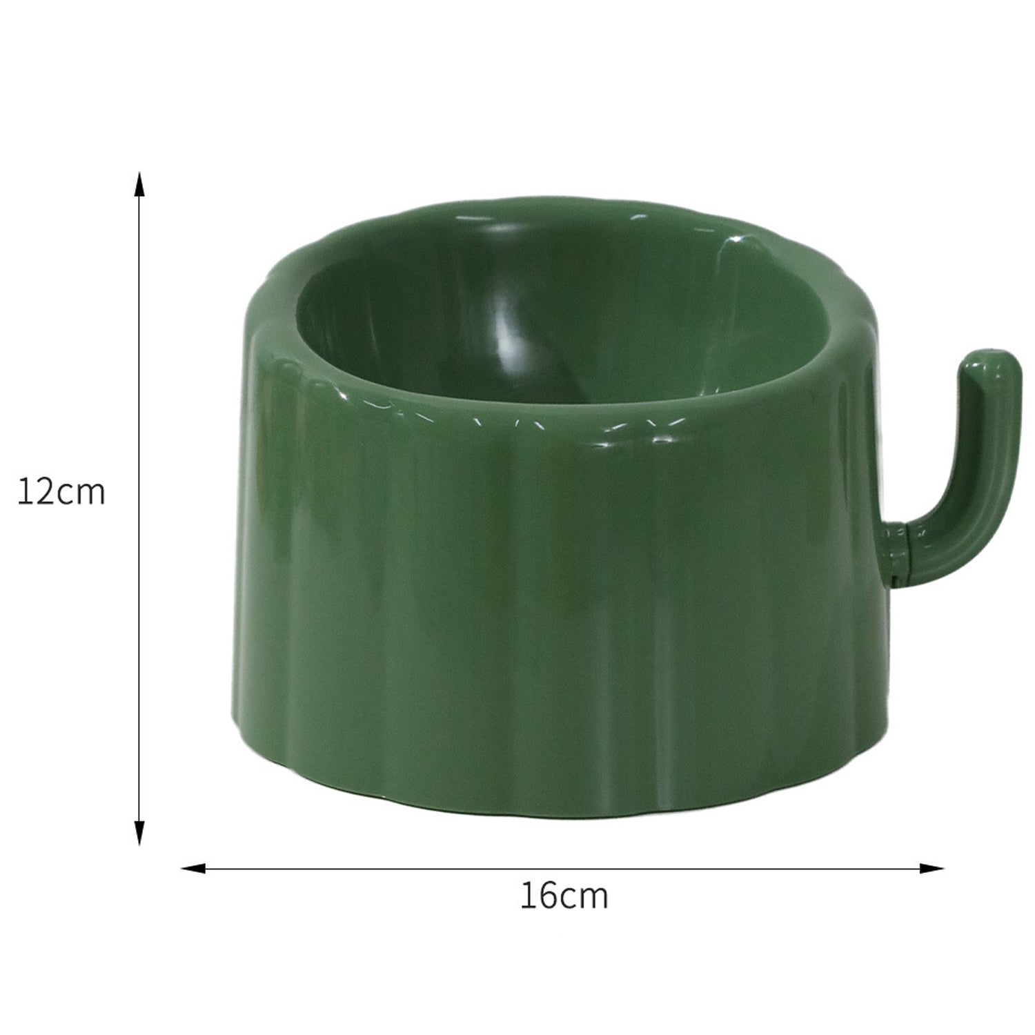 KFX-0246077 Solid Color High-Stand Anti-Slip Cat Bowl with Cactus Design for Easy Feeding