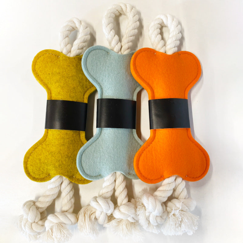 KFX-0246717 Knot Pet Toy in Bone Shape - Durable Felt for Chewing and Dental Health
