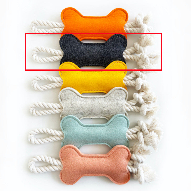 KFX-0246717 Knot Pet Toy in Bone Shape - Durable Felt for Chewing and Dental Health