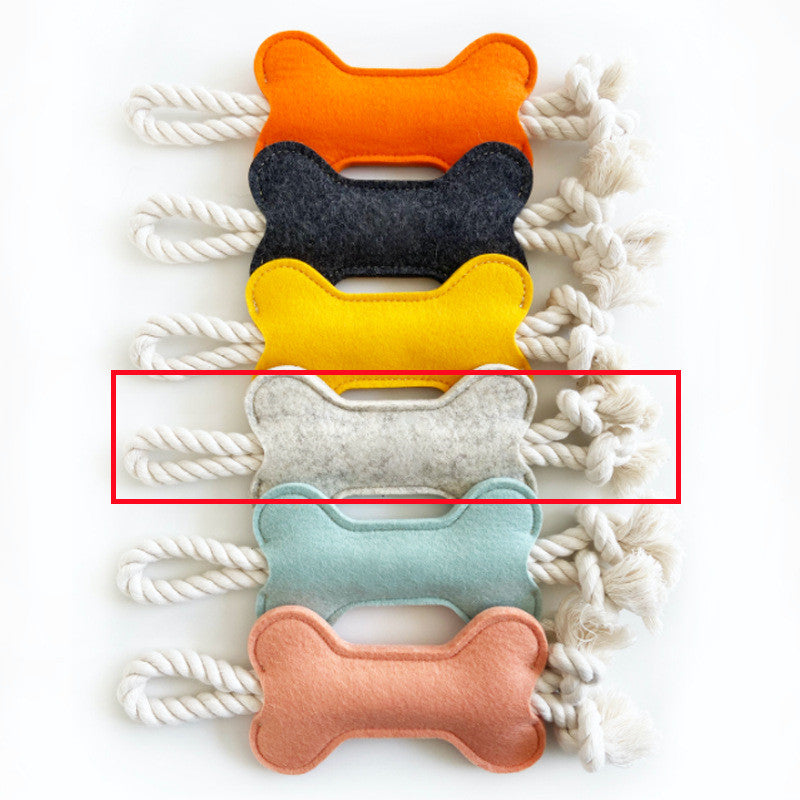 KFX-0246717 Knot Pet Toy in Bone Shape - Durable Felt for Chewing and Dental Health