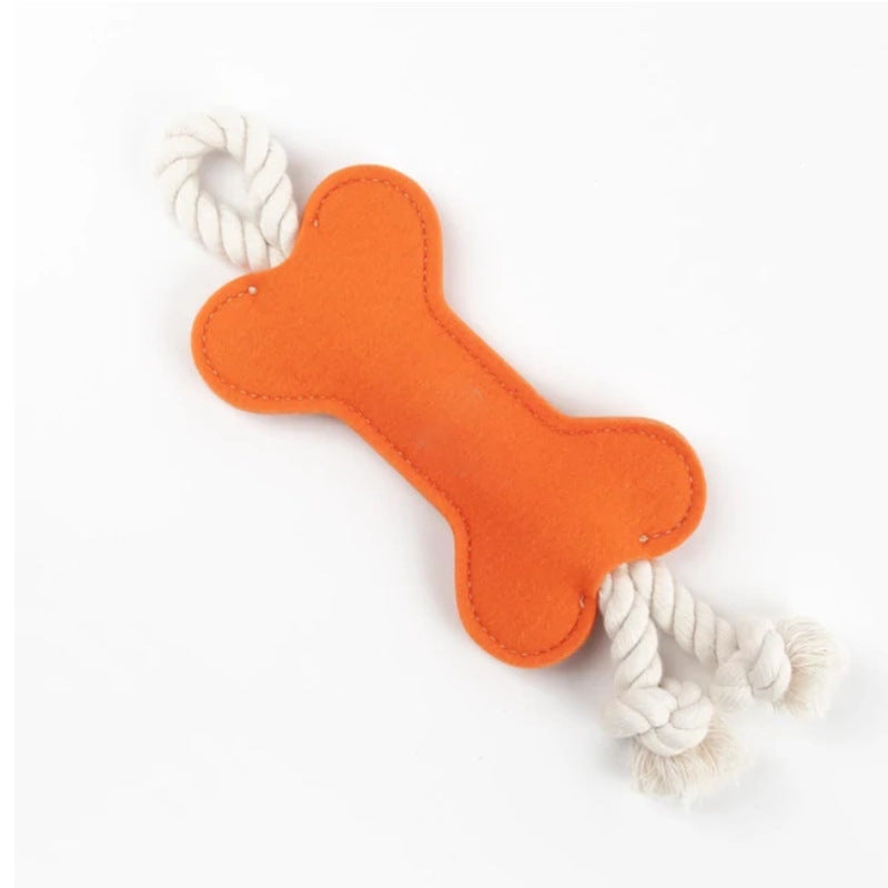 KFX-0246717 Knot Pet Toy in Bone Shape - Durable Felt for Chewing and Dental Health