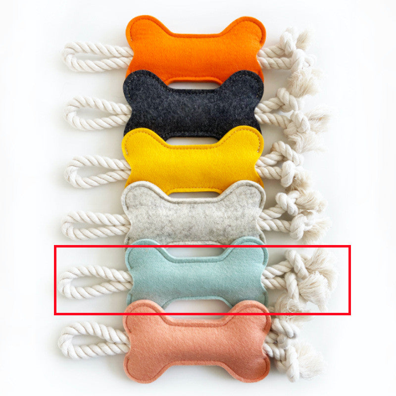 KFX-0246717 Knot Pet Toy in Bone Shape - Durable Felt for Chewing and Dental Health