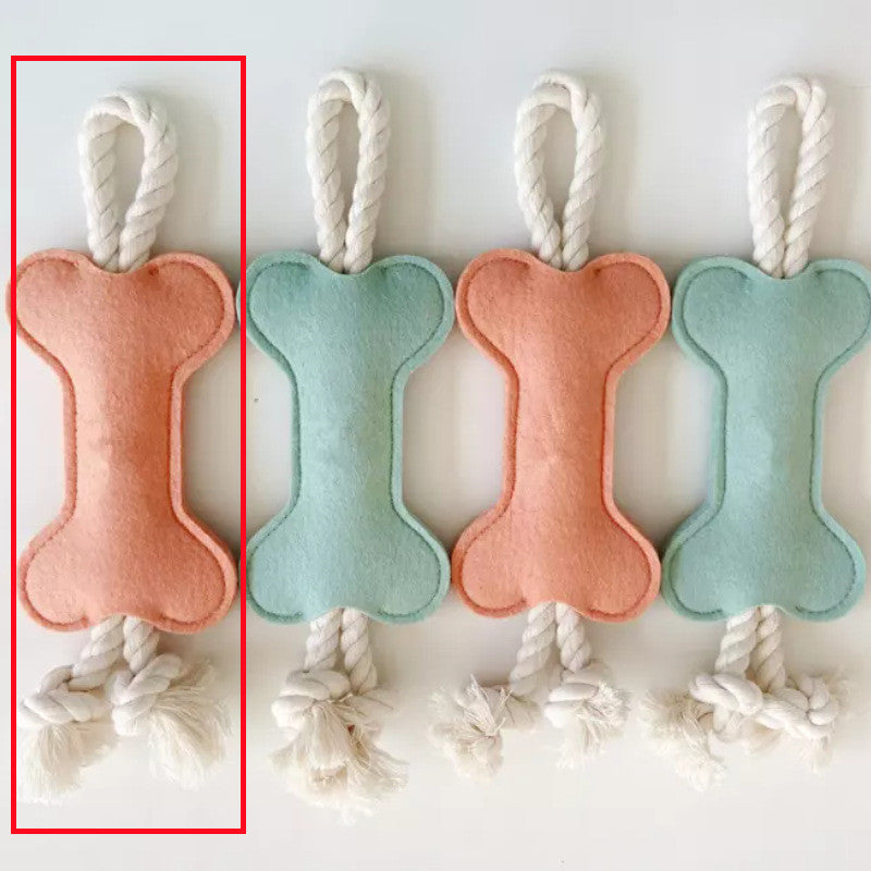 KFX-0246717 Knot Pet Toy in Bone Shape - Durable Felt for Chewing and Dental Health