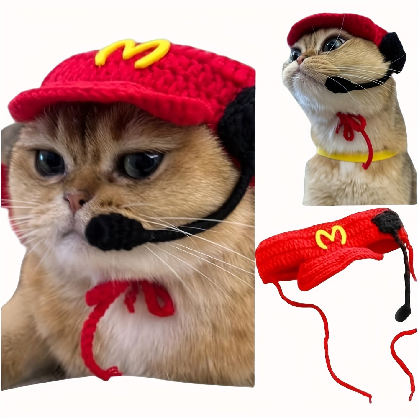KFX-0249149 Handmade Cotton Knitted Chef Hat and Sweater Set for Small to Medium Cats and Dogs