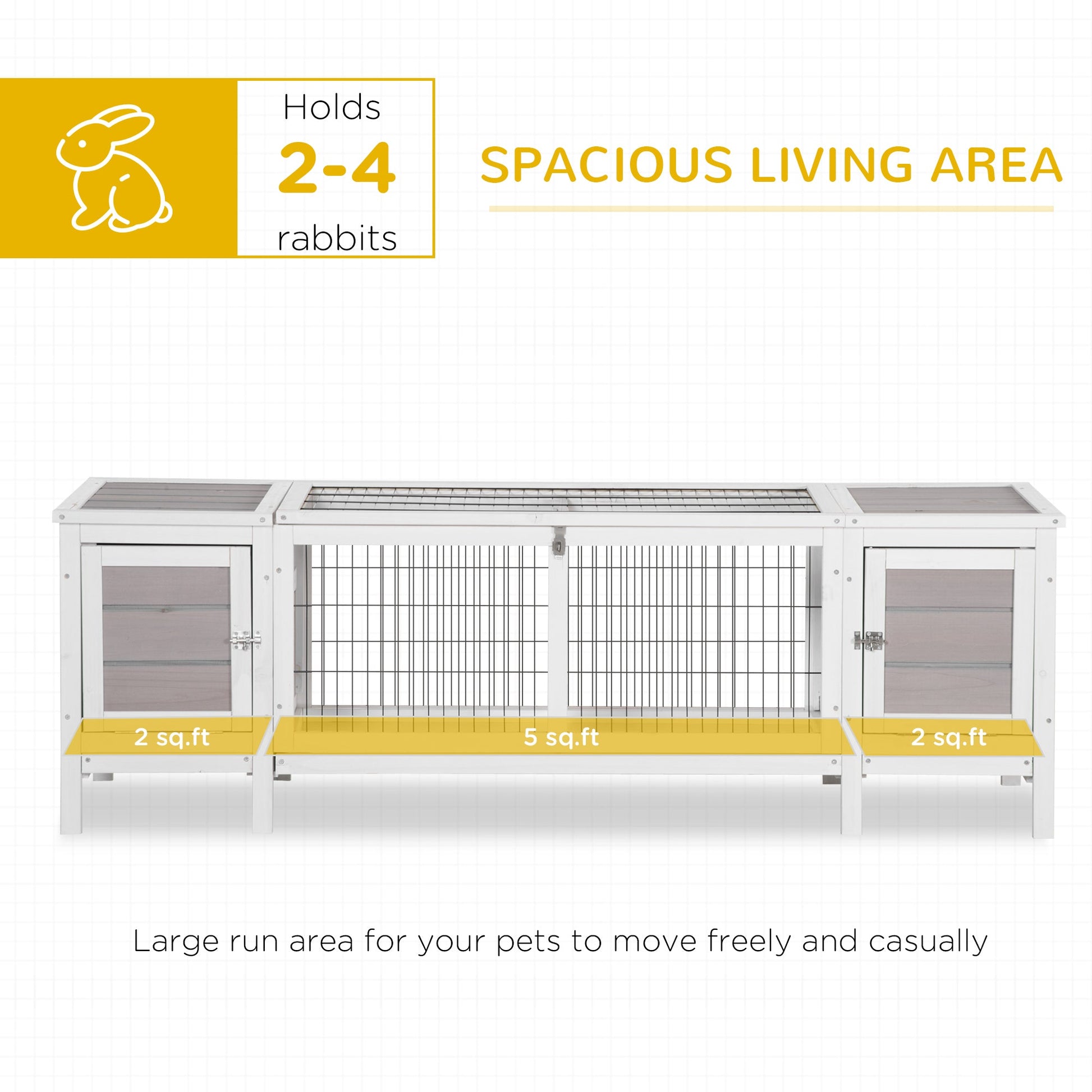 KFX-0249533 Indoor Rabbit Hutch with Pull-Out Tray and Extractable Divider - White