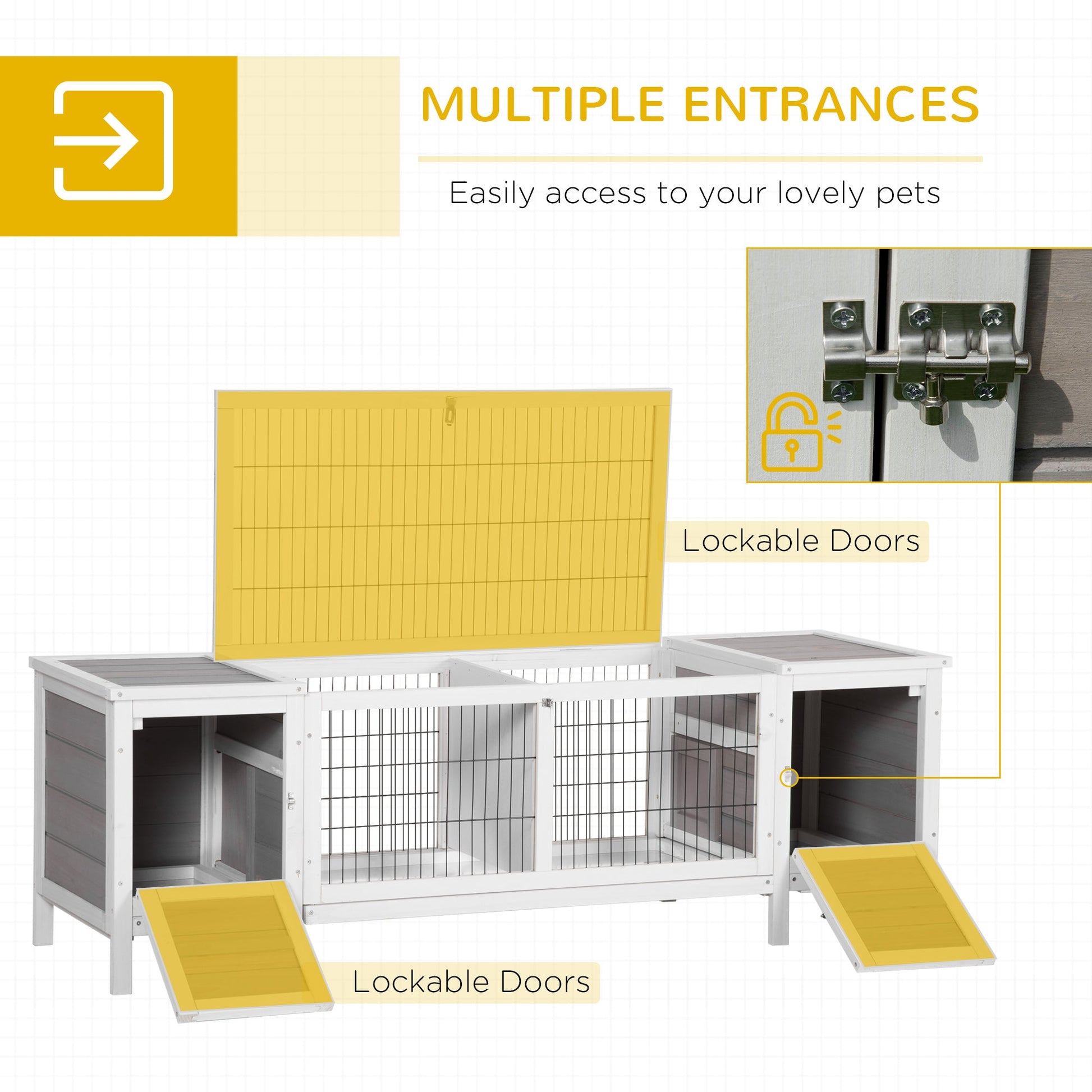 KFX-0249533 Indoor Rabbit Hutch with Pull-Out Tray and Extractable Divider - White