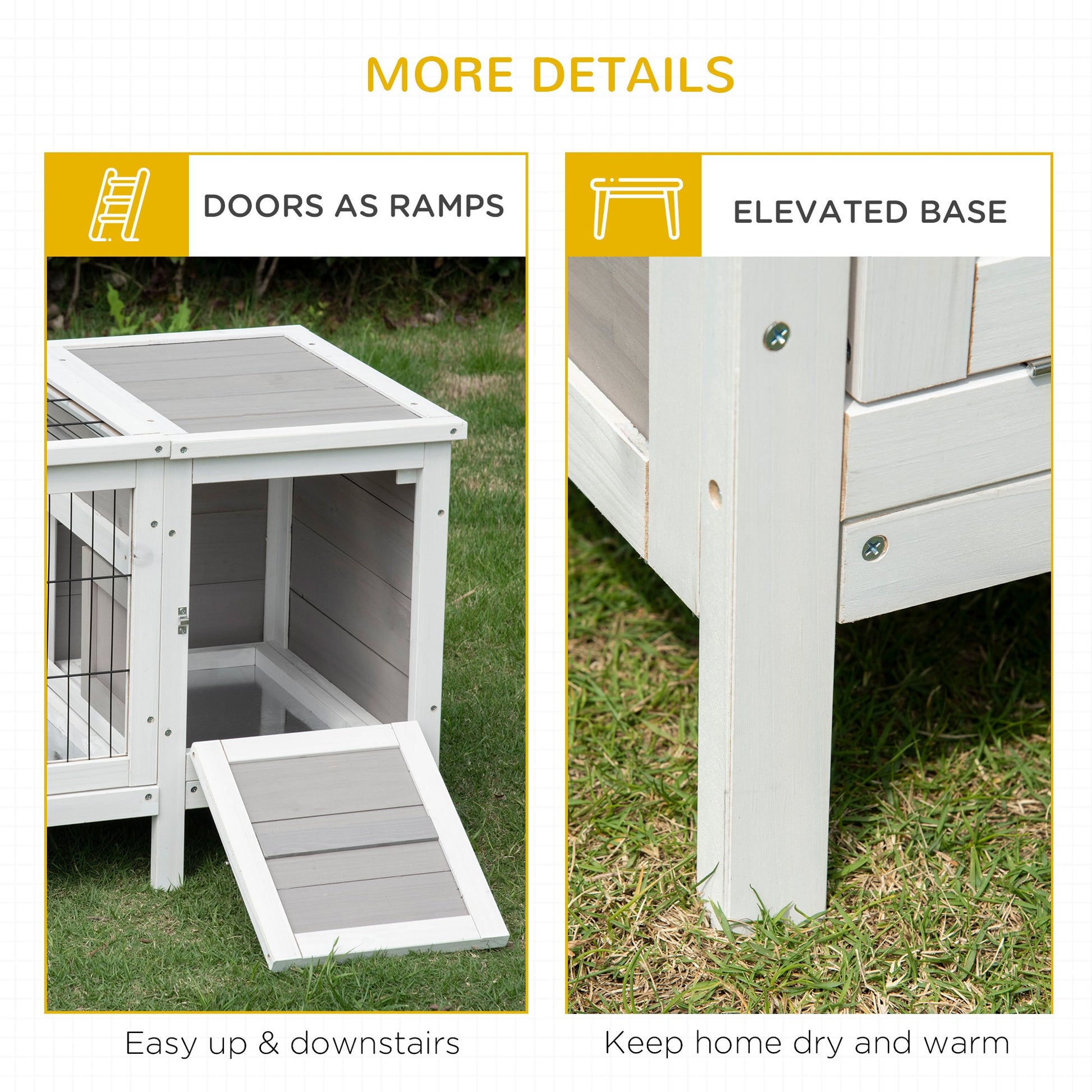 KFX-0249533 Indoor Rabbit Hutch with Pull-Out Tray and Extractable Divider - White