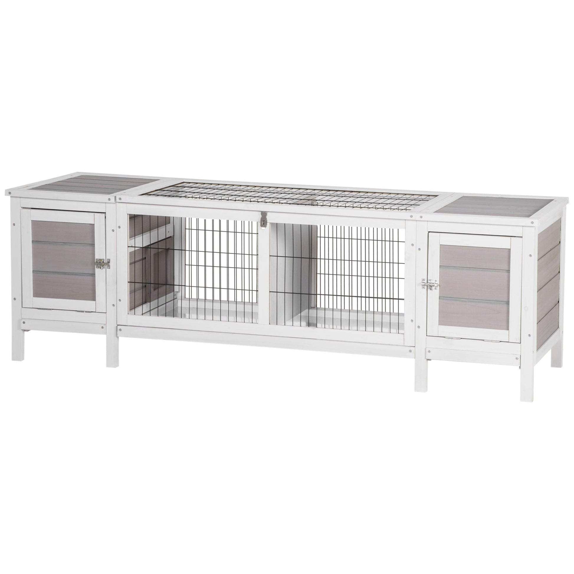 KFX-0249533 Indoor Rabbit Hutch with Pull-Out Tray and Extractable Divider - White
