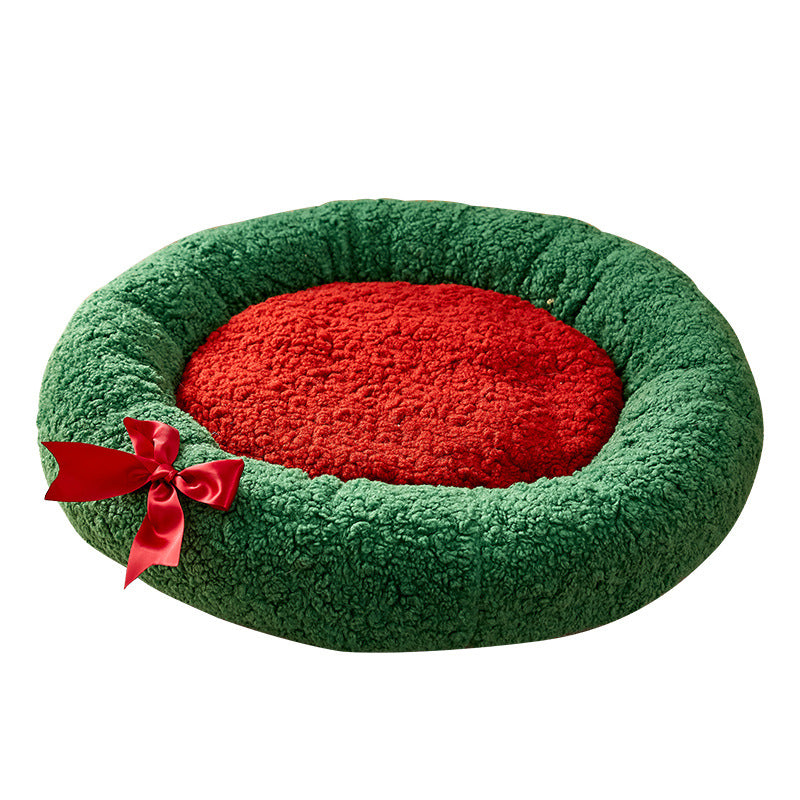KFX-0249917 Cozy Christmas Sock Shaped Cat Nest and Sleeping Bag for Small Pets