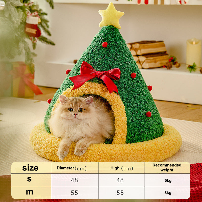 KFX-0249917 Cozy Christmas Sock Shaped Cat Nest and Sleeping Bag for Small Pets