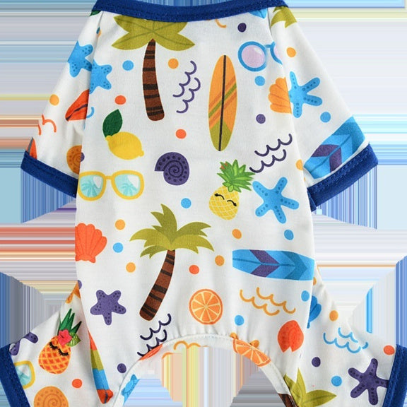 KFX-0250301 Light Green Cartoon Pet Print Jumpsuit for Small to Extra Large Pets