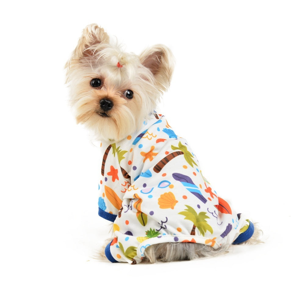 KFX-0250301 Light Green Cartoon Pet Print Jumpsuit for Small to Extra Large Pets