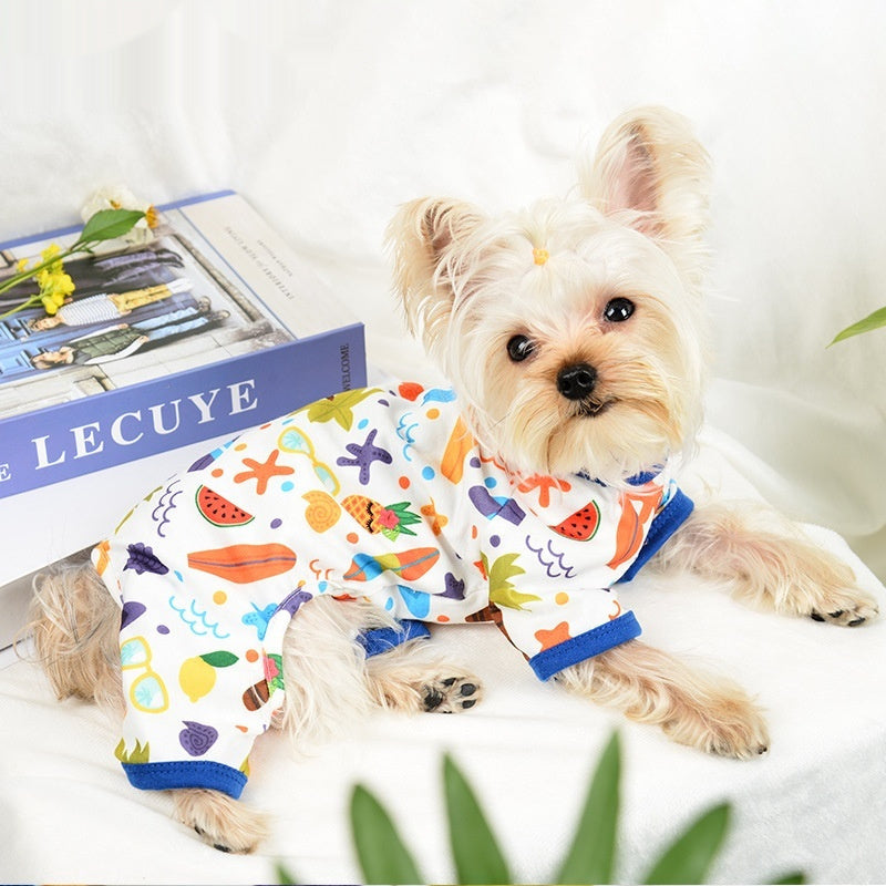 KFX-0250301 Light Green Cartoon Pet Print Jumpsuit for Small to Extra Large Pets